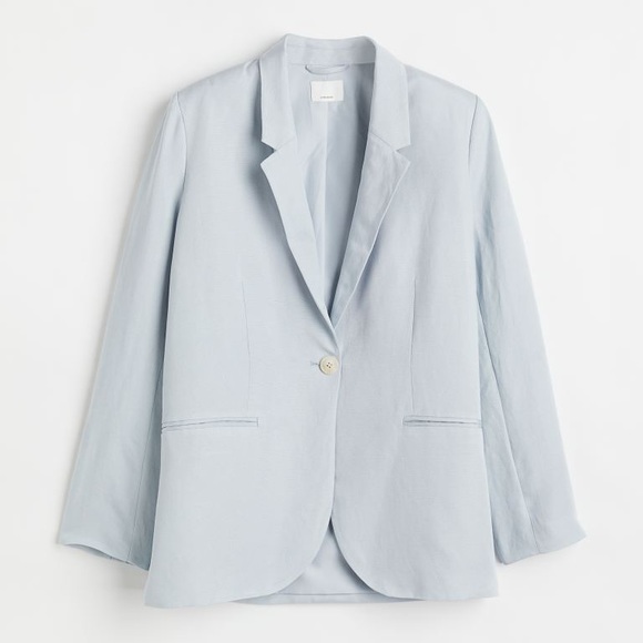 H&M | Baby Blue Linen-Blend Lightweight Blazer - Picture 1 of 6